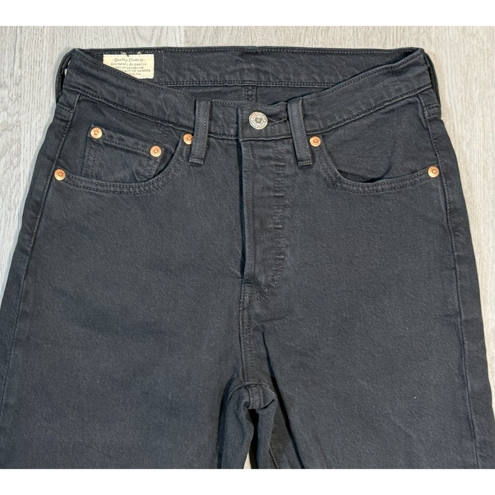 Levis 501 Straight Leg Button Fly Denim Jeans Men's 25Wx32L Black Comfort Casual - Picture 2 of 13